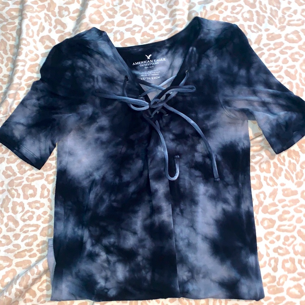 Tie die mid sleeve top